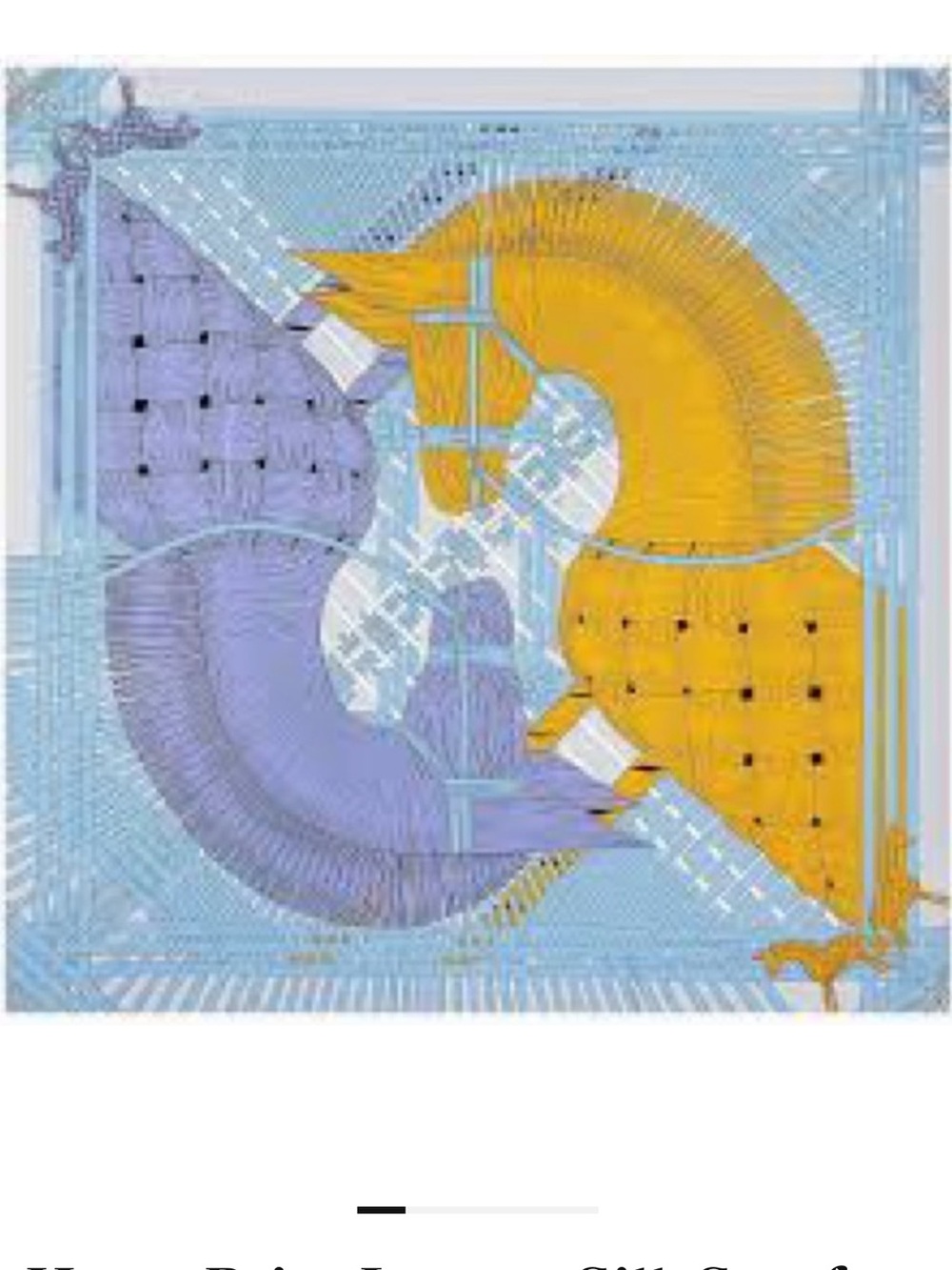 Luxury Silk 130cm Scarf with Yellow and Light Blue Horses